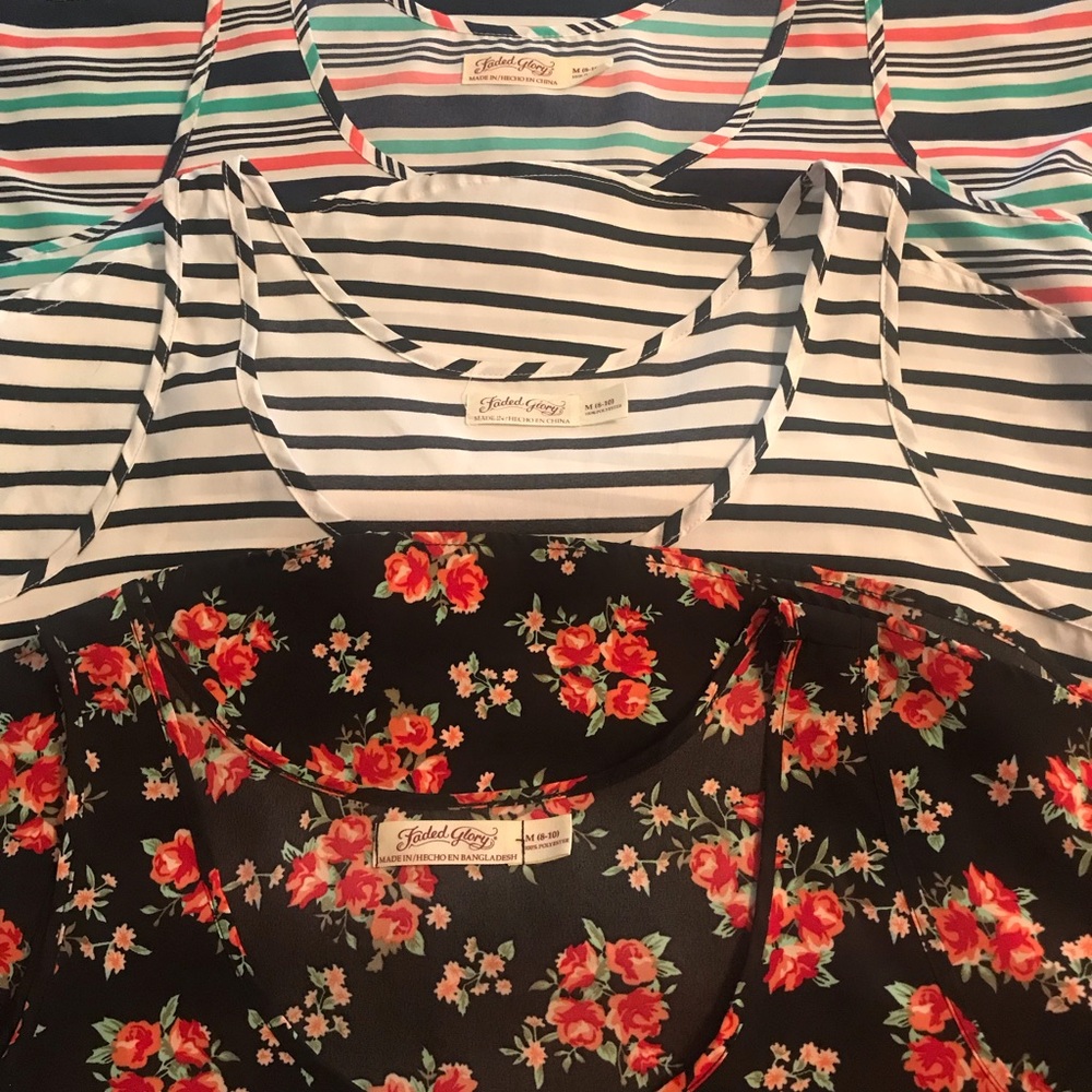 3 Tank tops, all 100% polyester.